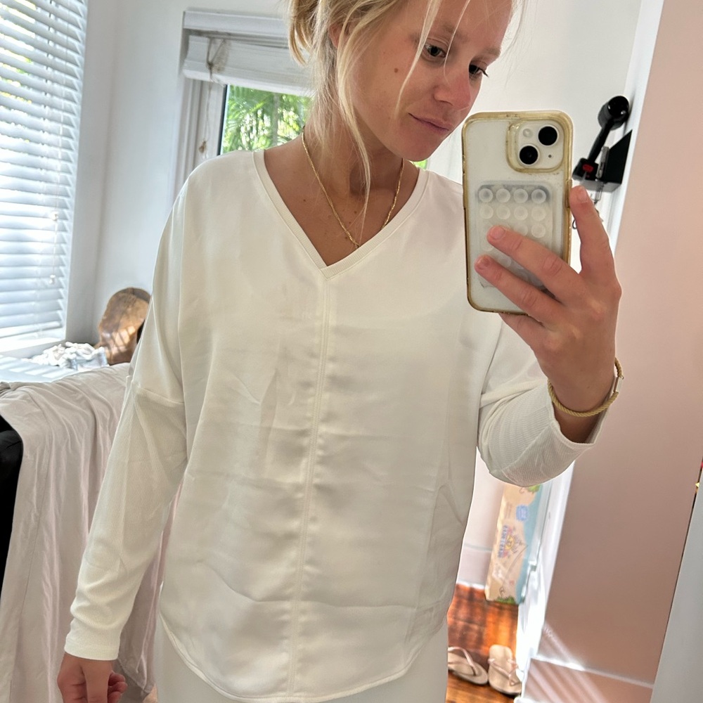MELISSA NEPTON Cream V-Neck Blouse